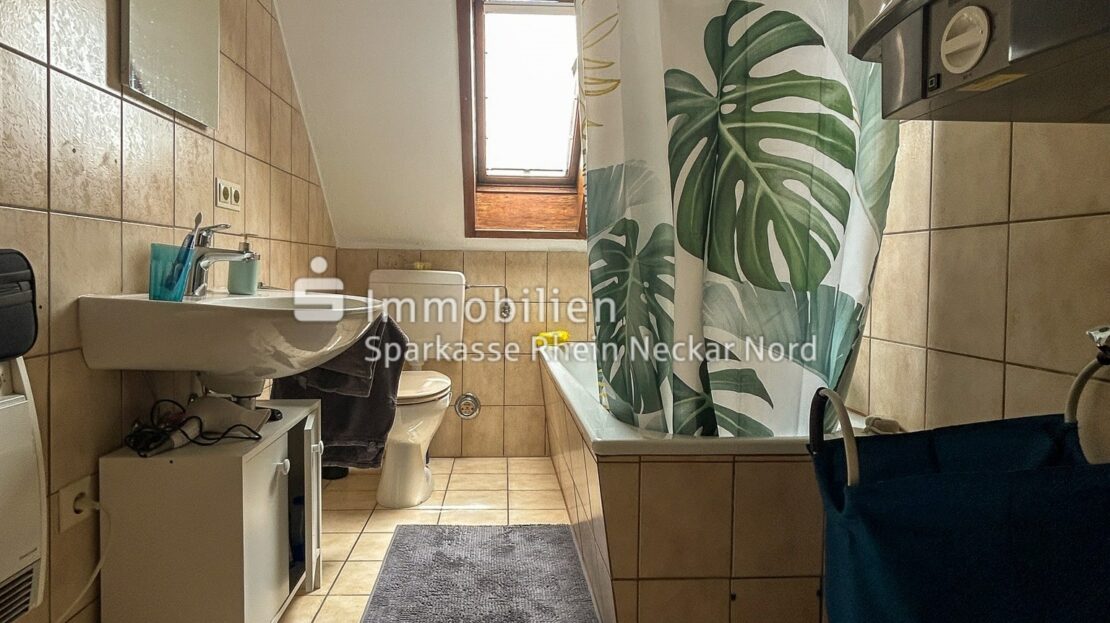 Badezimmer mit Dusche und Tageslicht