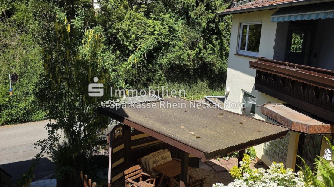 Blick auf Terrasse und Haus