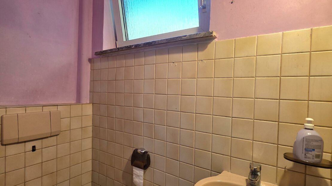 Blick ins Gäste-WC mit Fenster